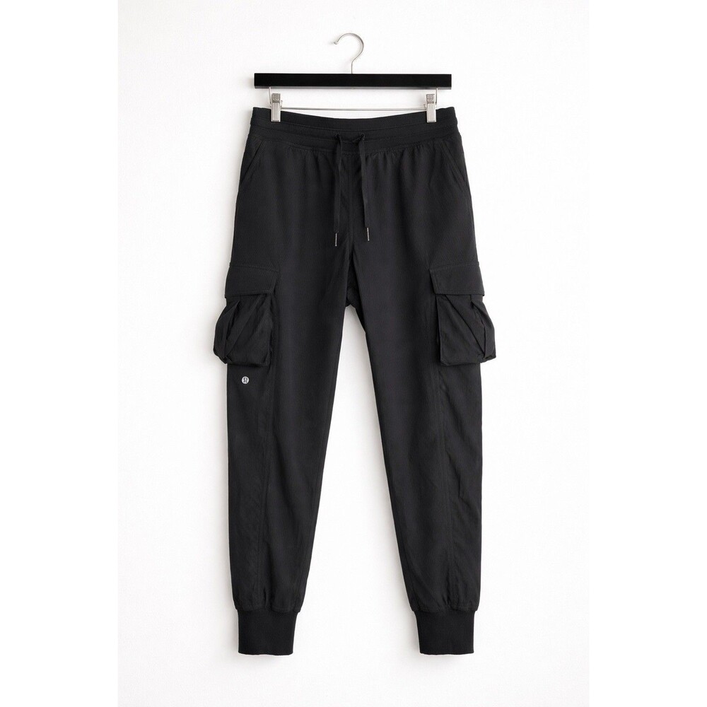 Lululemon Black Cargo Jogger Pants Size M Lightweight Stretch Ribbed